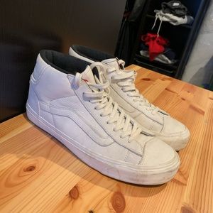 White leather vans mids size 9